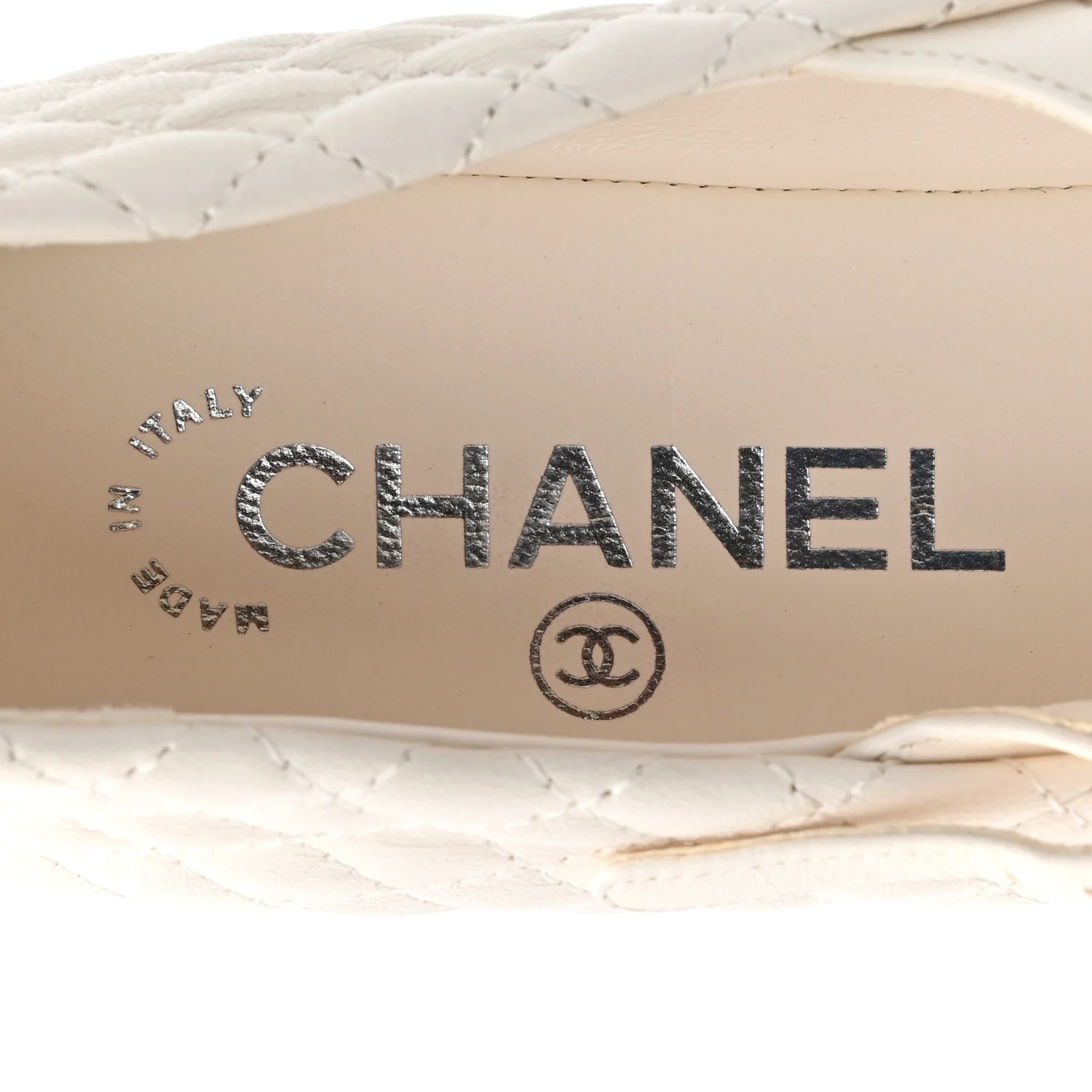 Lambskin Quilted Mary Jane Flats 39 White Black - Image 8