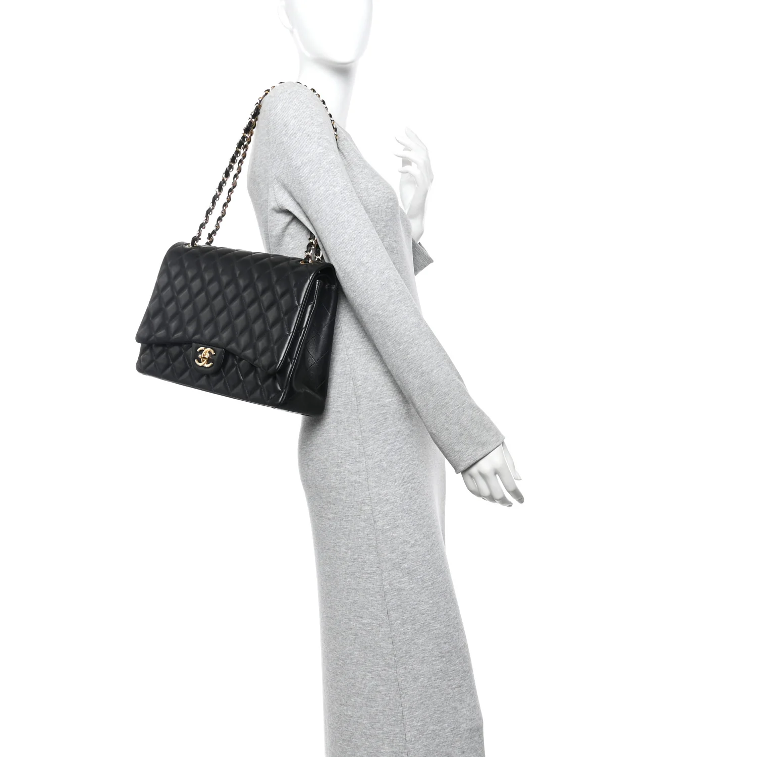 Lambskin Quilted Maxi Double Flap Black - Image 2