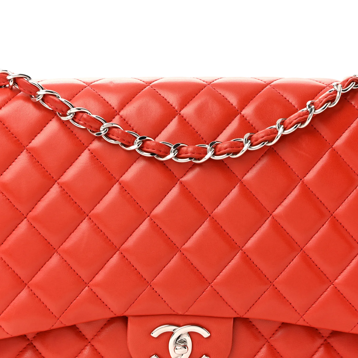 Lambskin Quilted Maxi Double Flap Red - Image 21