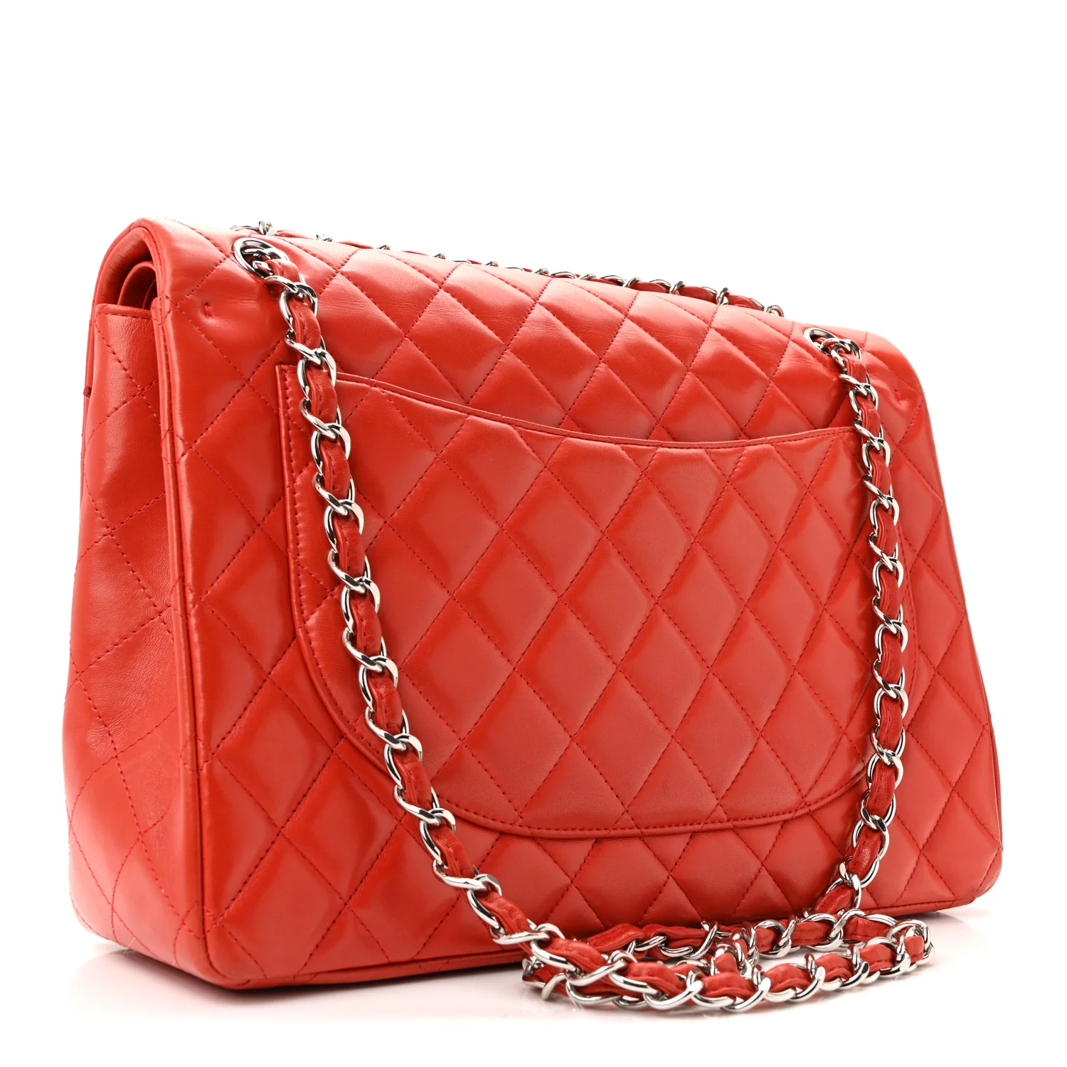 Lambskin Quilted Maxi Double Flap Red - Image 5