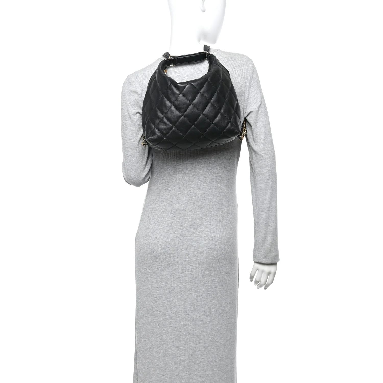 Lambskin Quilted Maxi Hobo Black - Image 2
