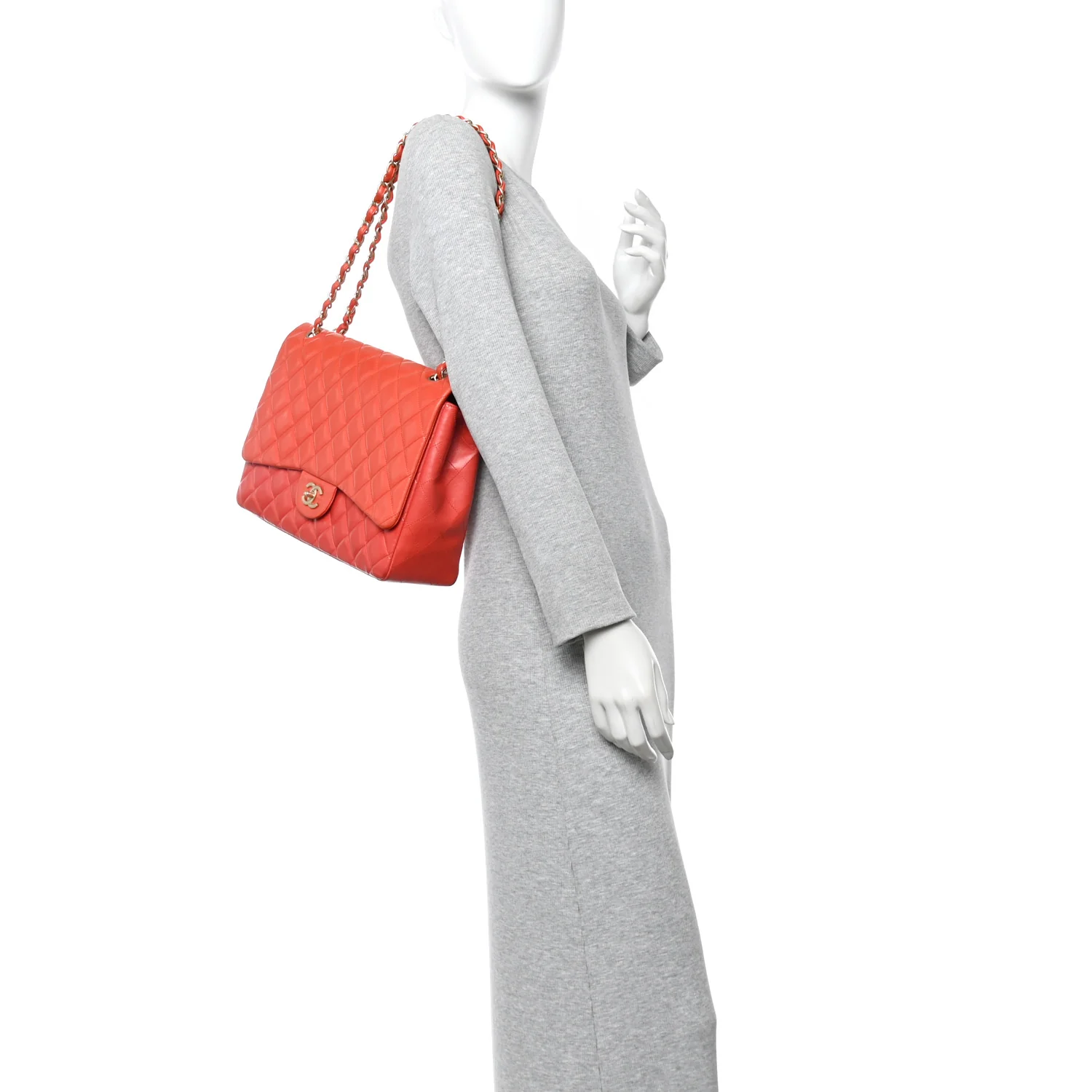 Lambskin Quilted Maxi Single Flap Red - Image 2