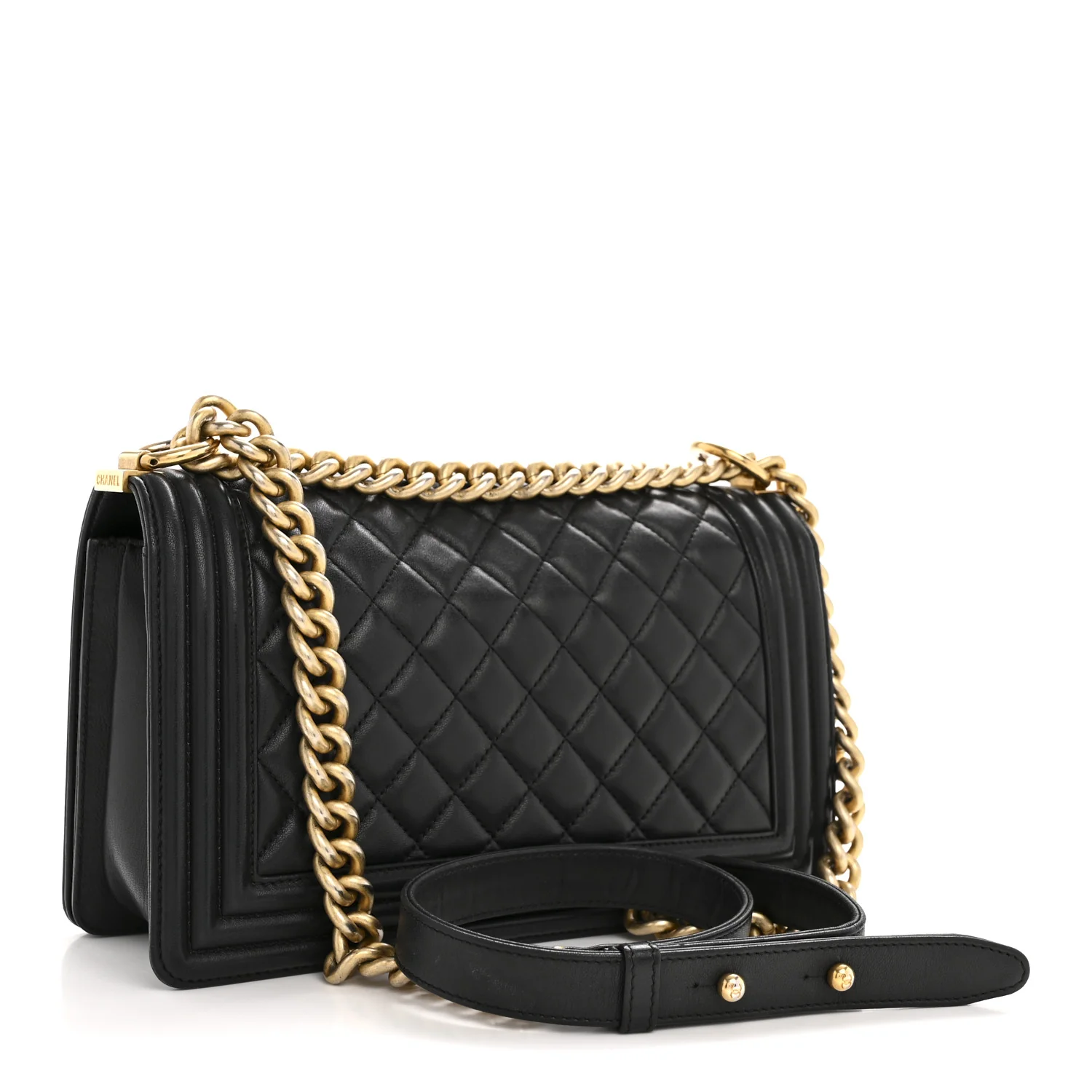 Lambskin Quilted Medium Boy Flap Black - Image 3