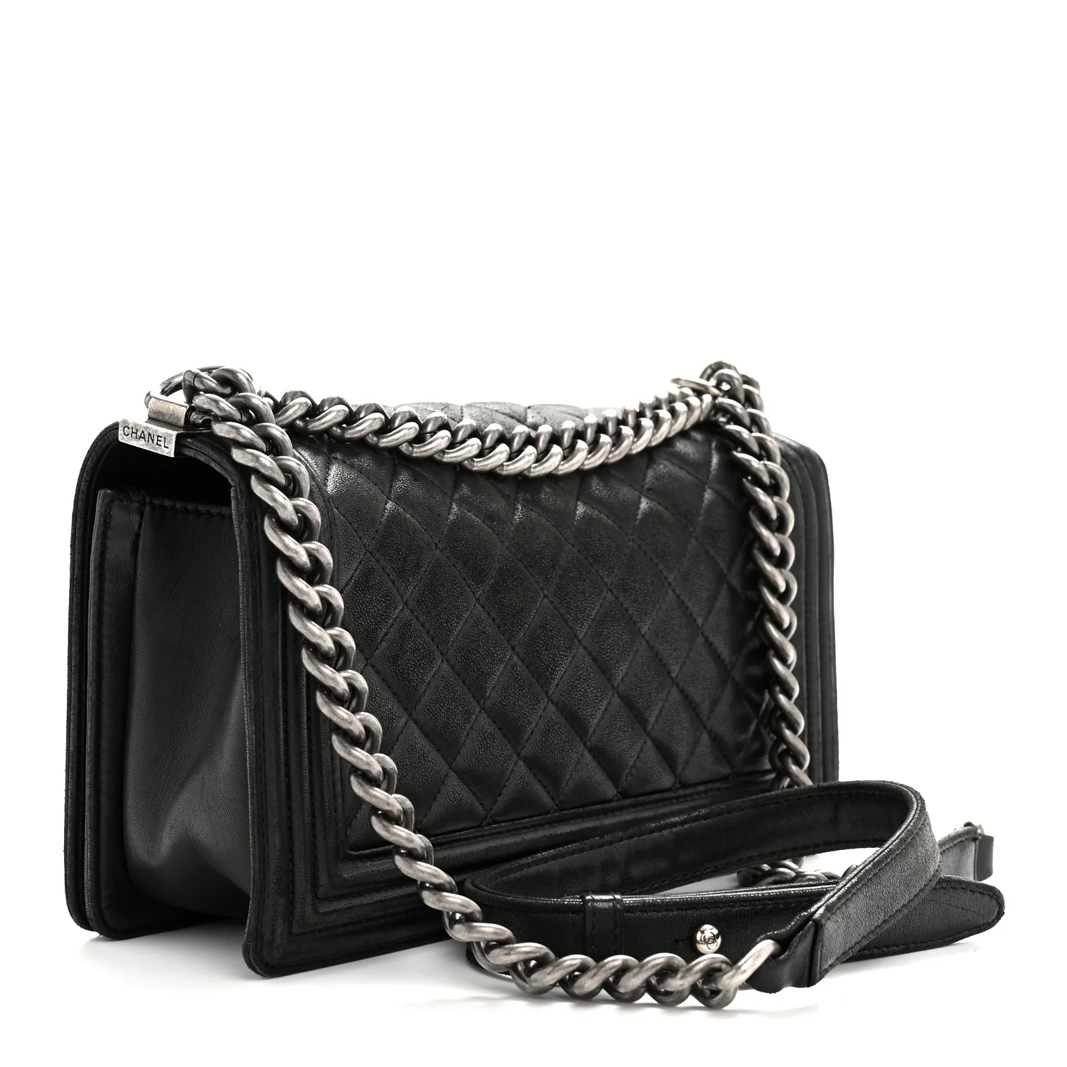 Lambskin Quilted Medium Boy Flap Black - Image 3
