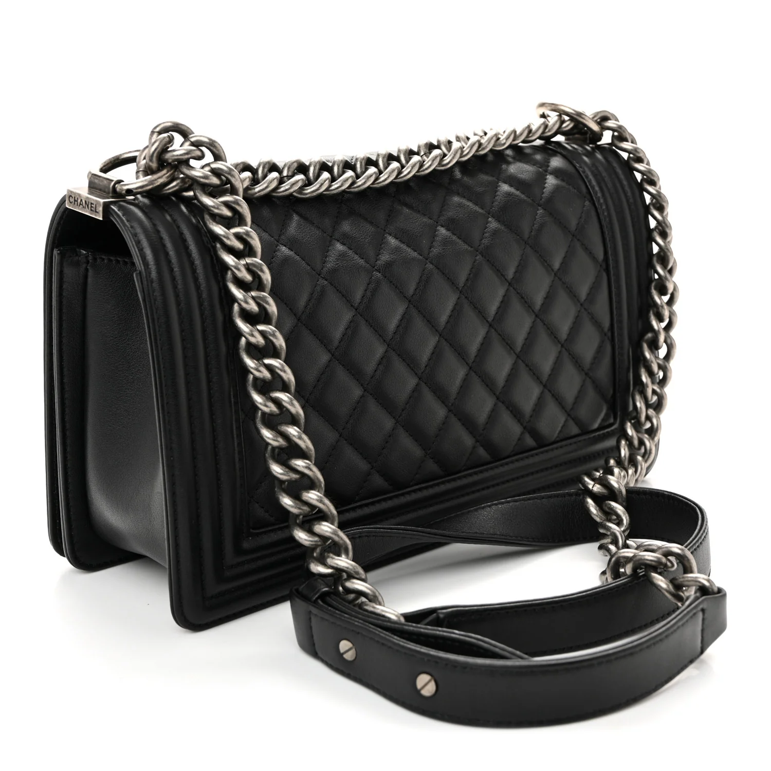 Lambskin Quilted Medium Boy Flap Black - Image 3