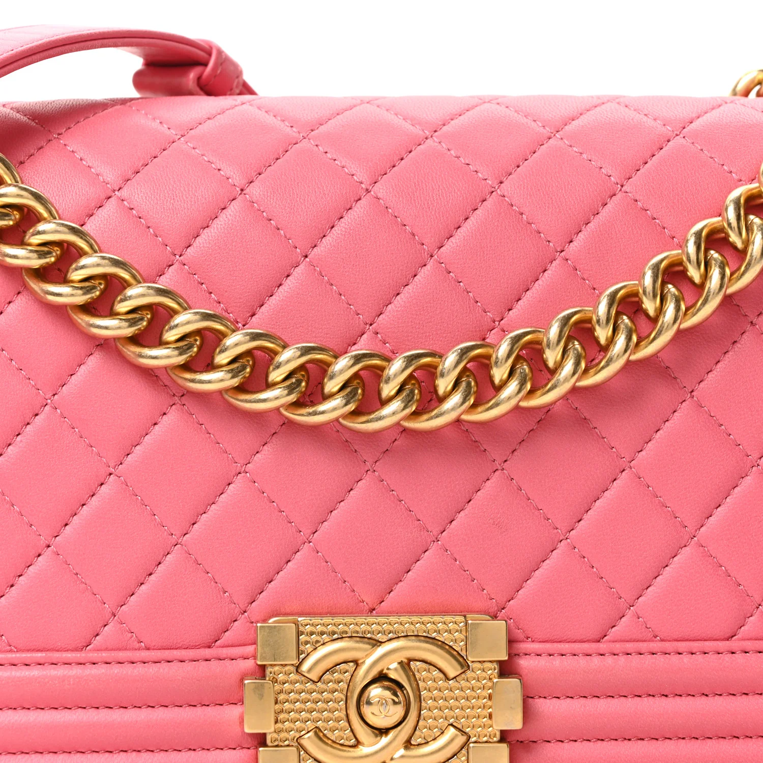 Lambskin Quilted Medium Boy Flap Fuchsia - Image 8