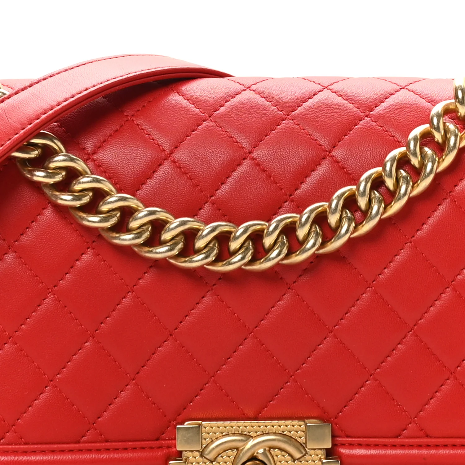 Lambskin Quilted Medium Boy Flap Red - Image 8
