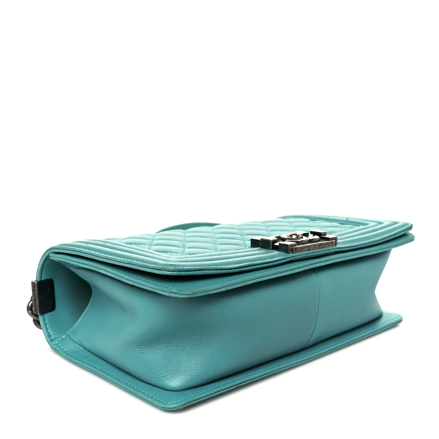 Lambskin Quilted Medium Boy Flap Turquoise - Image 4