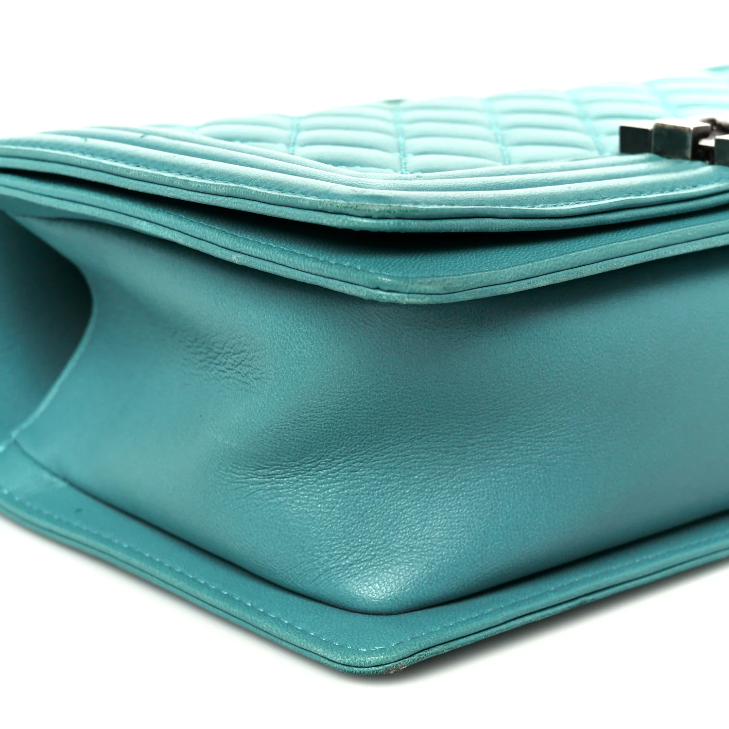 Lambskin Quilted Medium Boy Flap Turquoise - Image 9