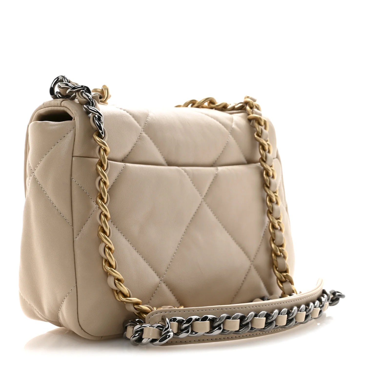 Lambskin Quilted Medium Chanel 19 Flap Beige - Image 3