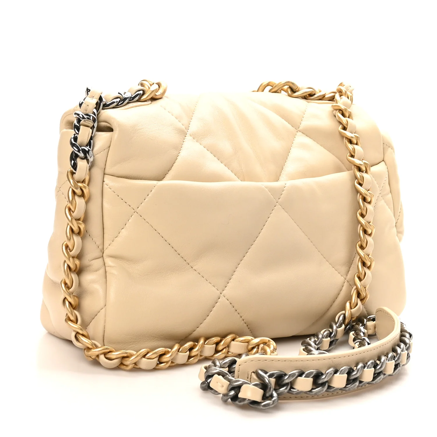 Lambskin Quilted Medium Chanel 19 Flap Beige - Image 3