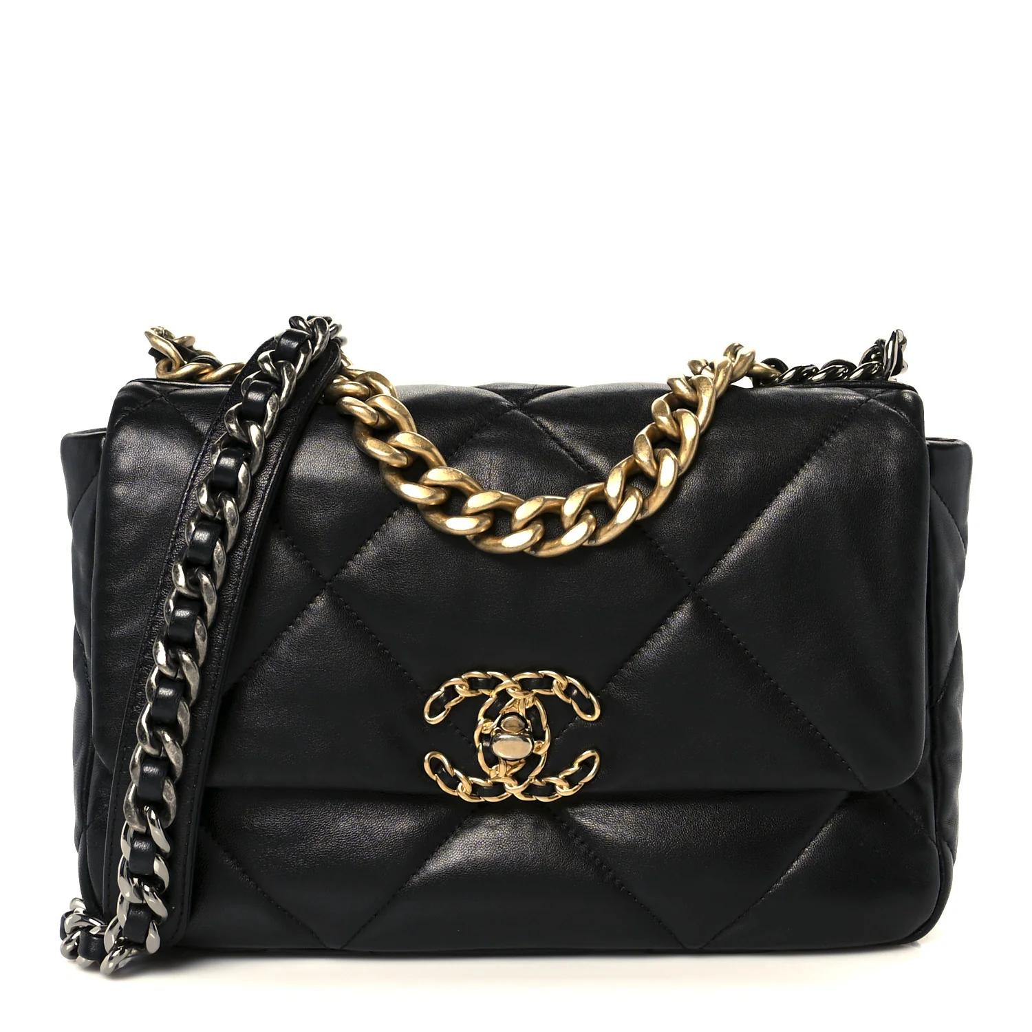 Lambskin Quilted Medium Chanel 19 Flap Black