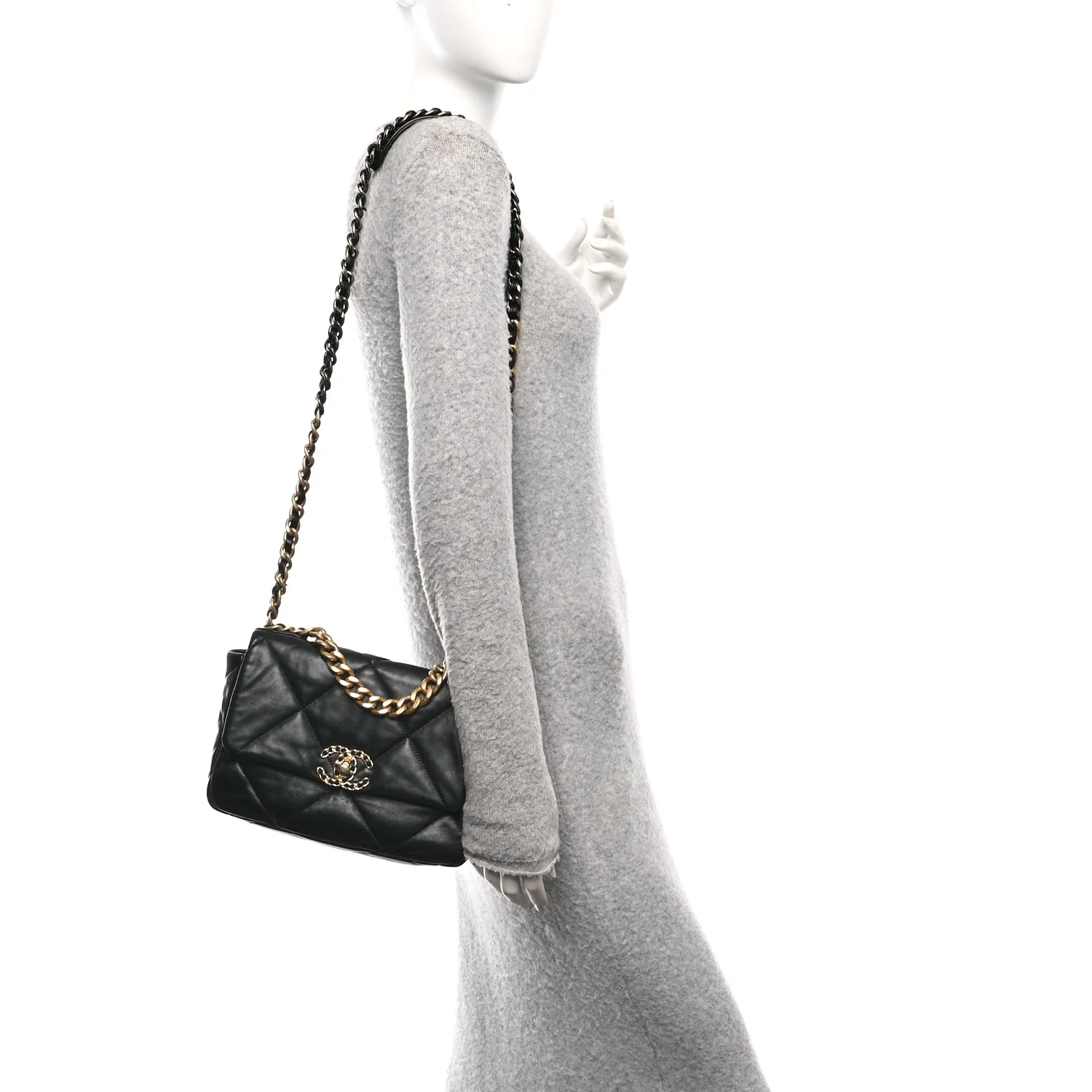 Lambskin Quilted Medium Chanel 19 Flap Black - Image 2