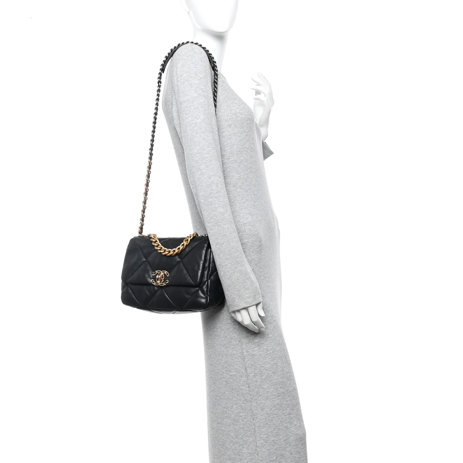 Lambskin Quilted Medium Chanel 19 Flap Black - Image 2