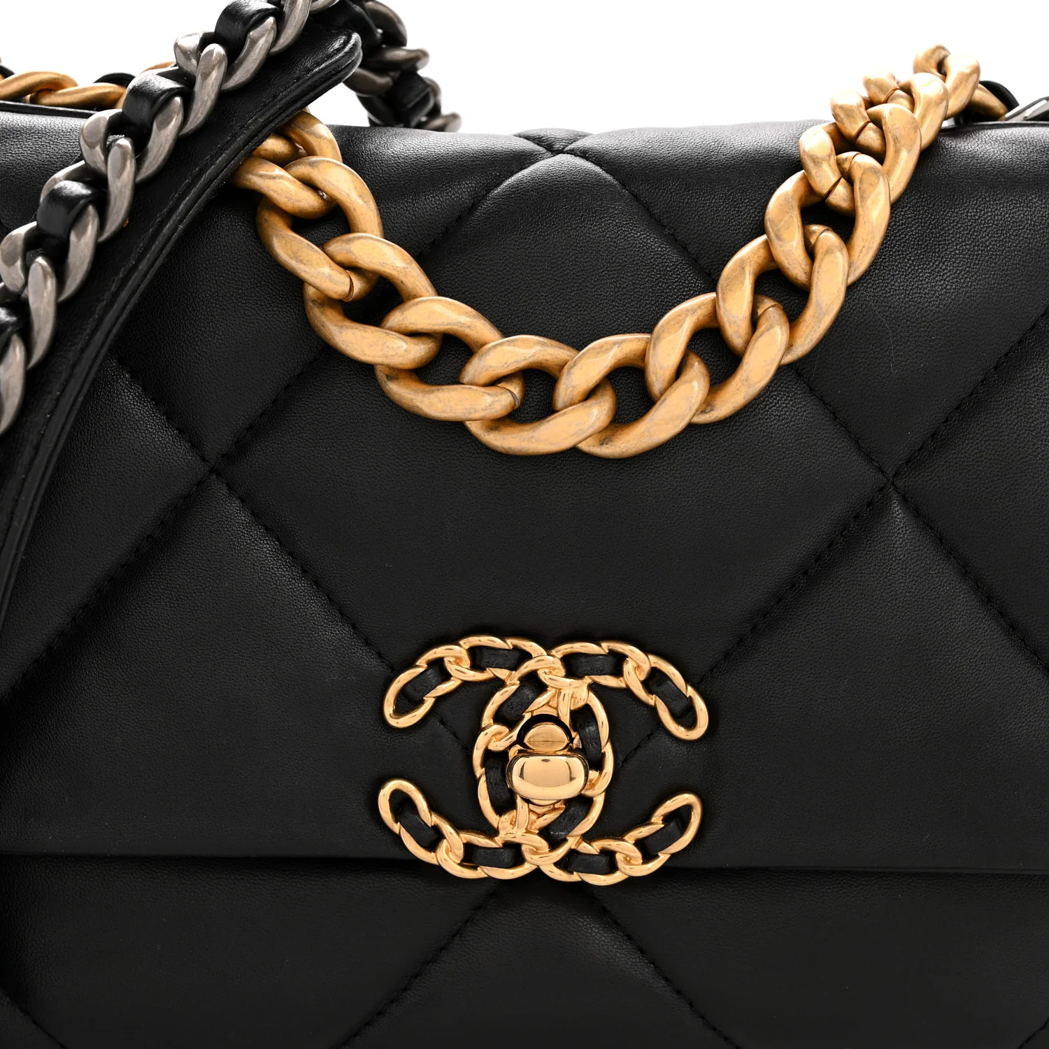 Lambskin Quilted Medium Chanel 19 Flap Black - Image 8
