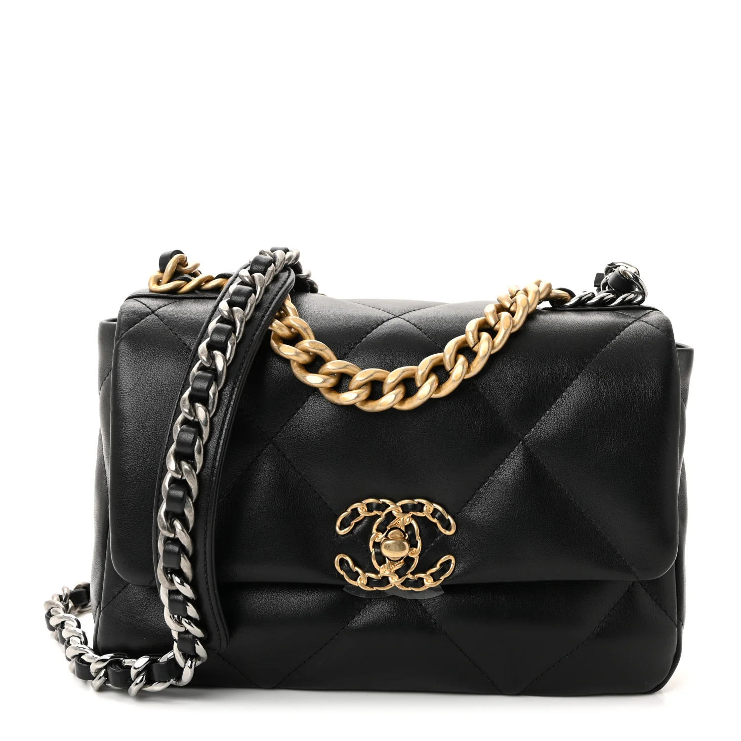 Lambskin Quilted Medium Chanel 19 Flap Black