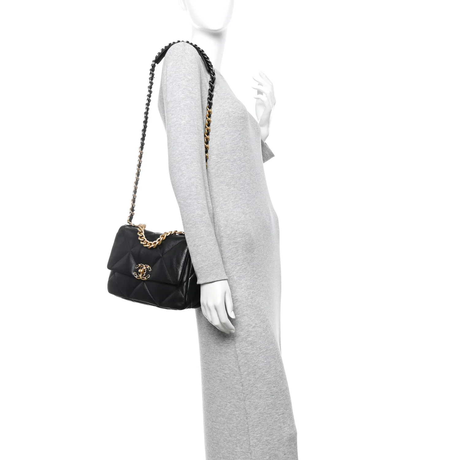 Lambskin Quilted Medium Chanel 19 Flap Black - Image 2