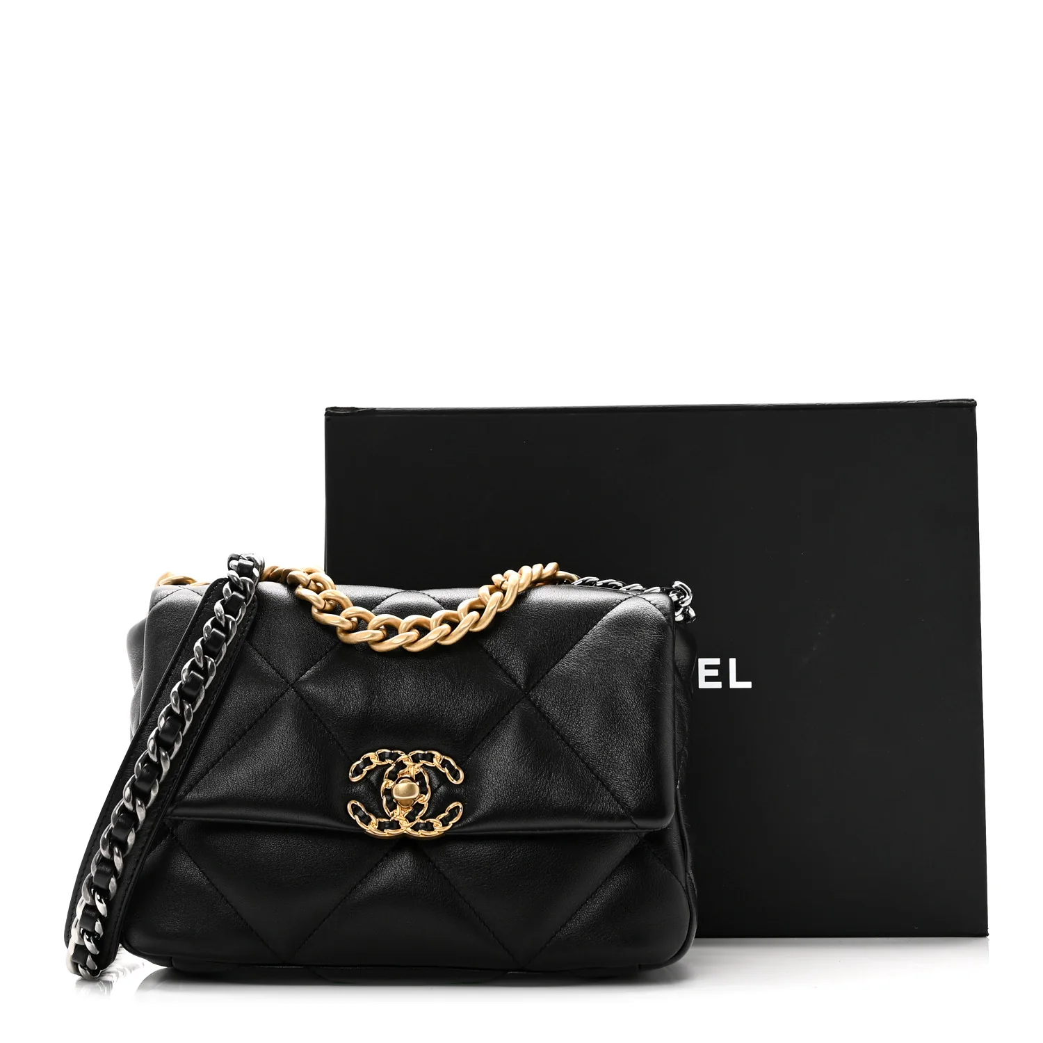 Lambskin Quilted Medium Chanel 19 Flap Black - Image 9
