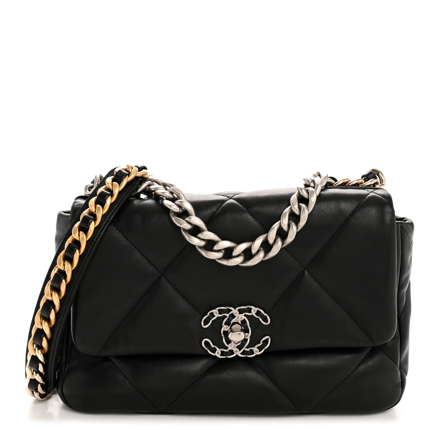 Lambskin Quilted Medium Chanel 19 Flap Black
