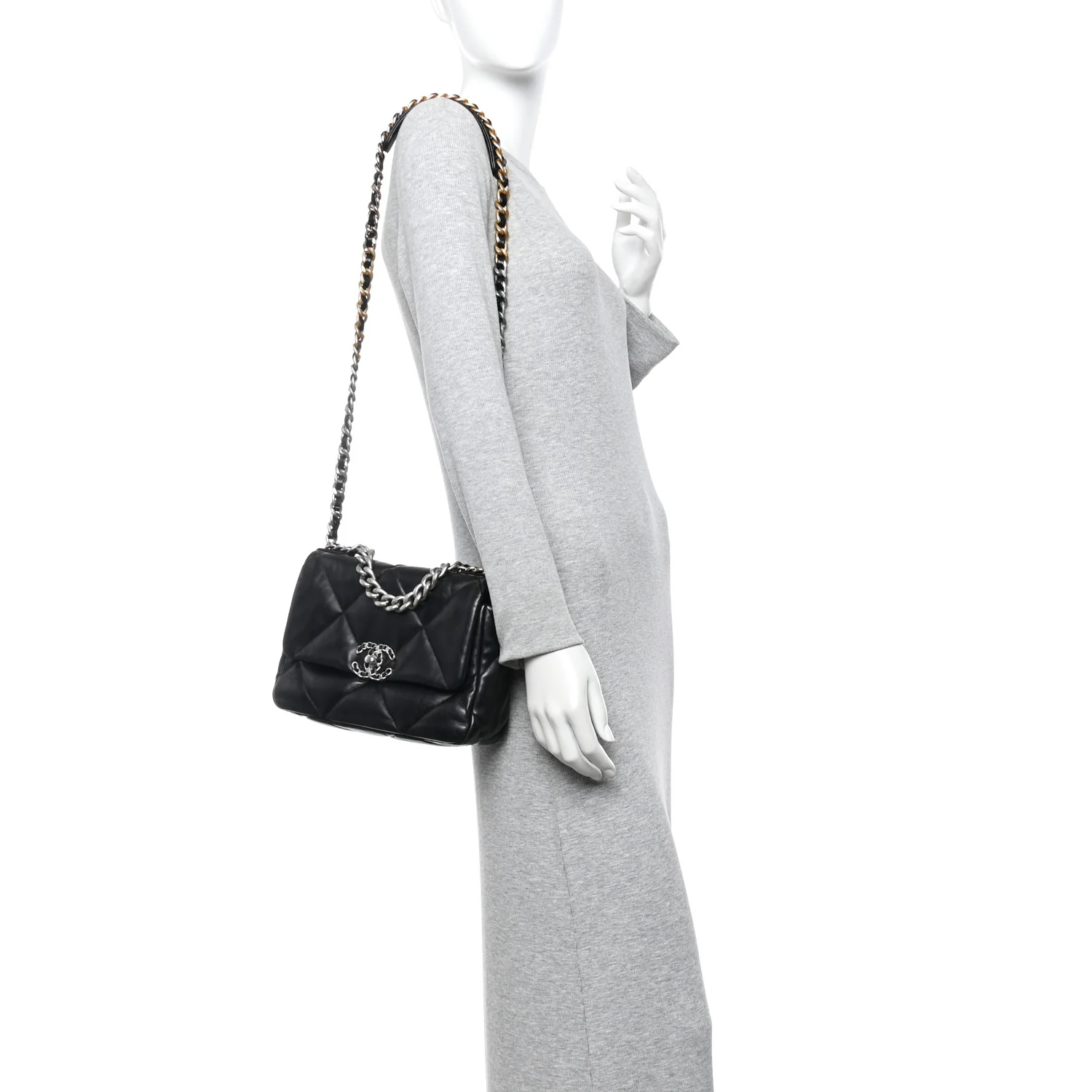 Lambskin Quilted Medium Chanel 19 Flap Black - Image 2