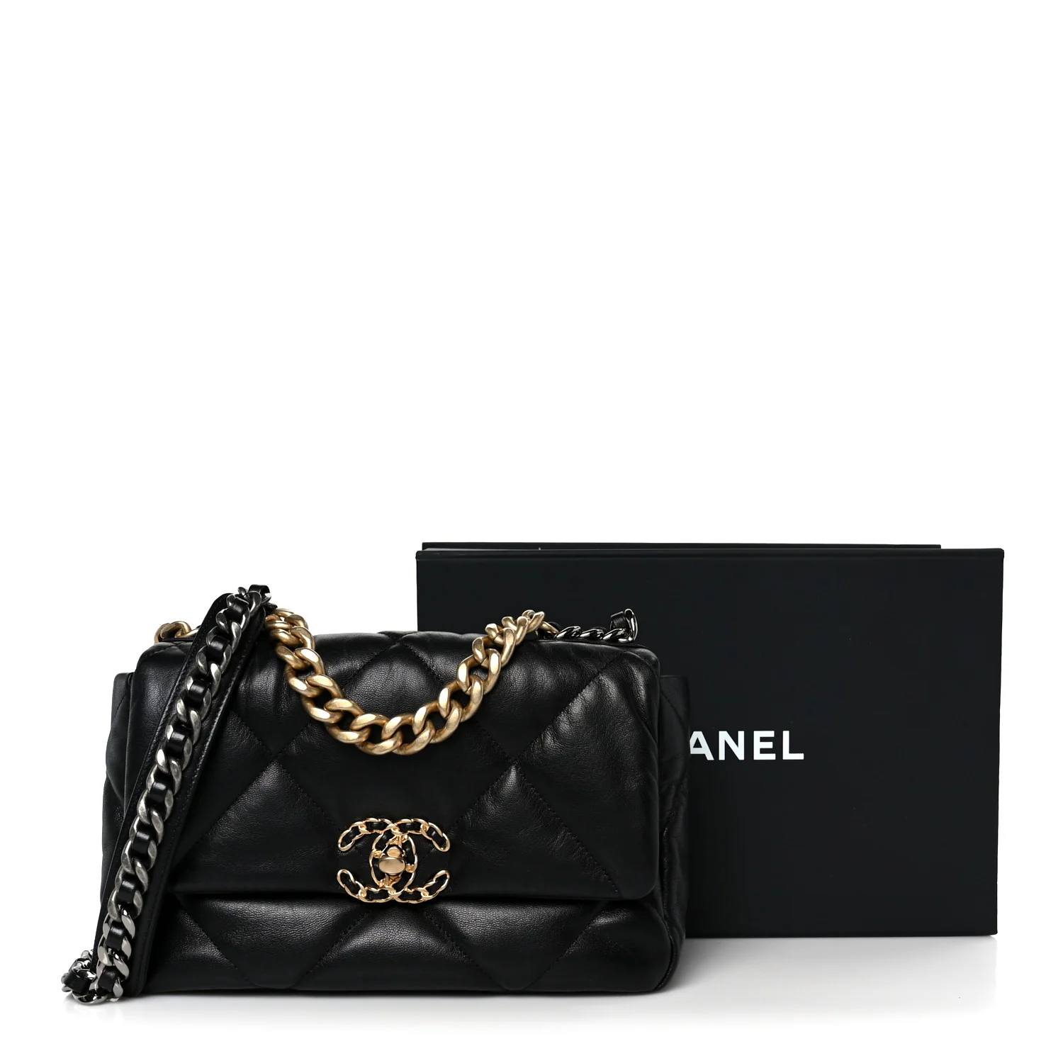 Lambskin Quilted Medium Chanel 19 Flap Black - Image 11