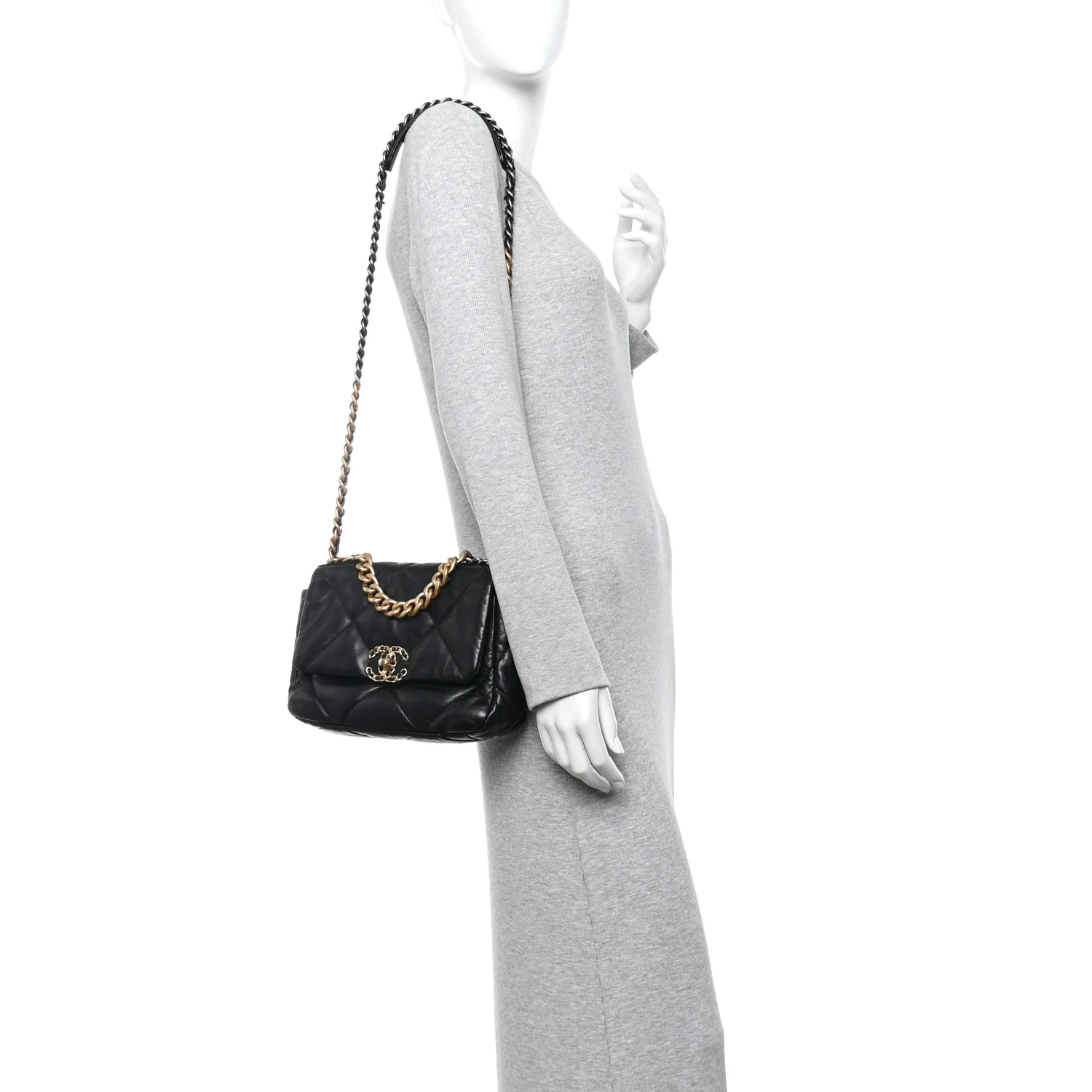 Lambskin Quilted Medium Chanel 19 Flap Black - Image 2
