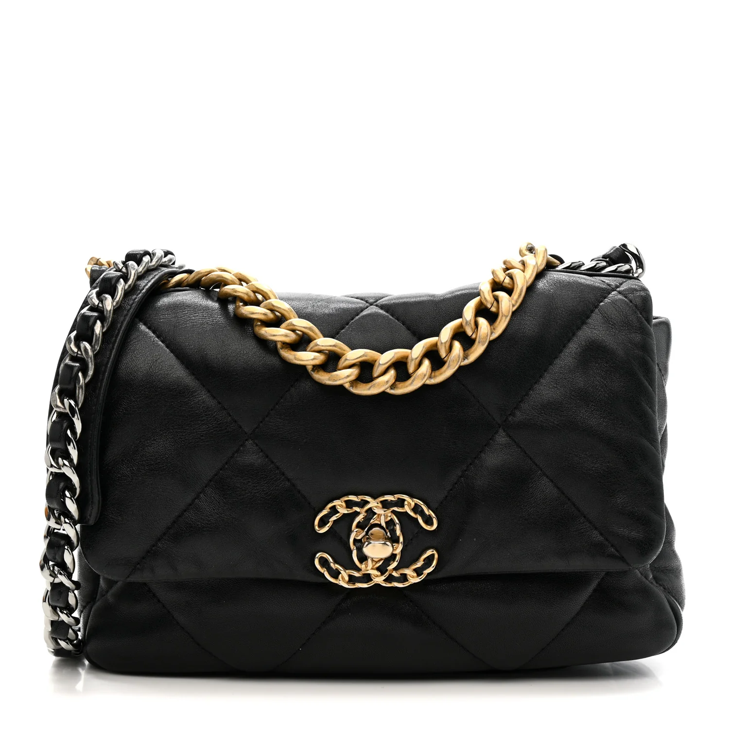 Lambskin Quilted Medium Chanel 19 Flap Black