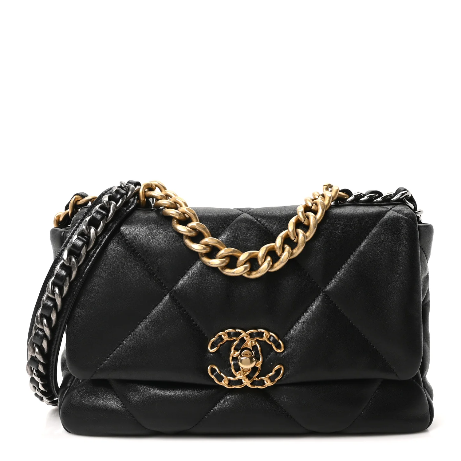 Lambskin Quilted Medium Chanel 19 Flap Black