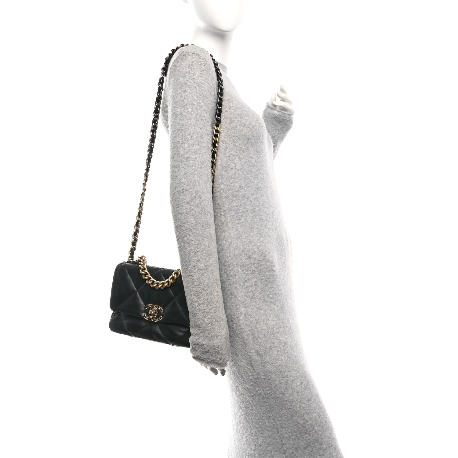 Lambskin Quilted Medium Chanel 19 Flap Black - Image 2