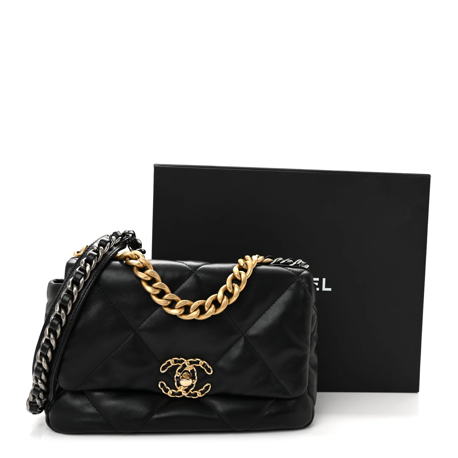 Lambskin Quilted Medium Chanel 19 Flap Black - Image 11