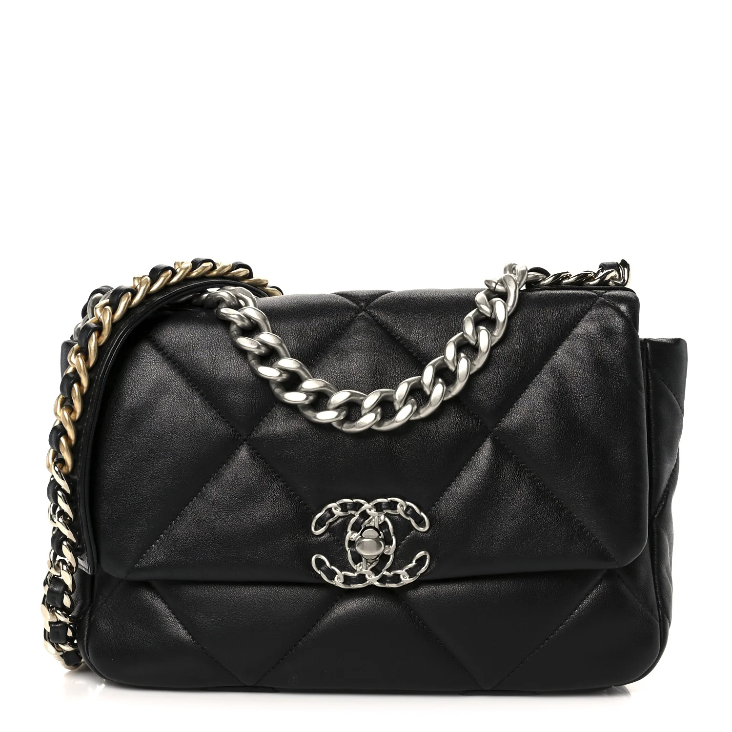 Lambskin Quilted Medium Chanel 19 Flap Black