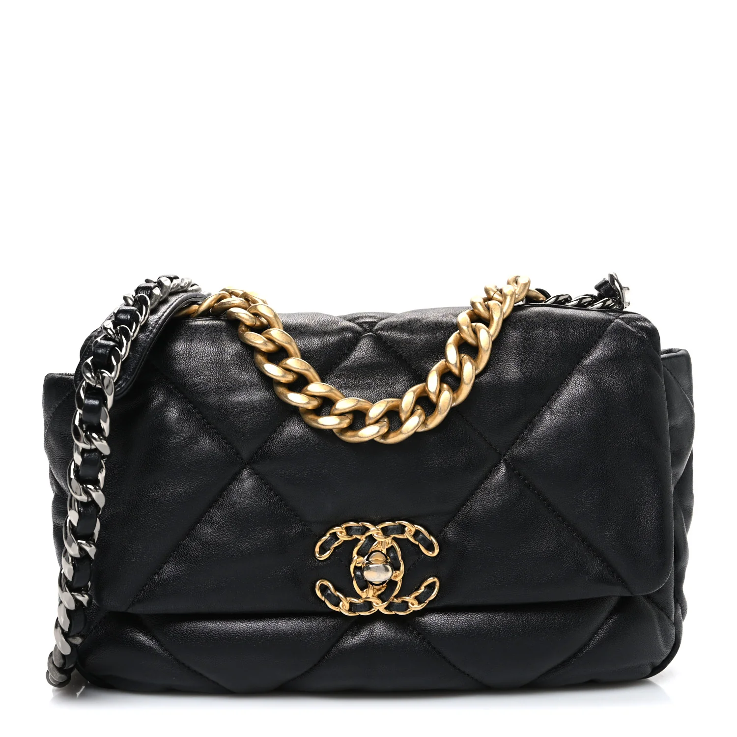 Lambskin Quilted Medium Chanel 19 Flap Black