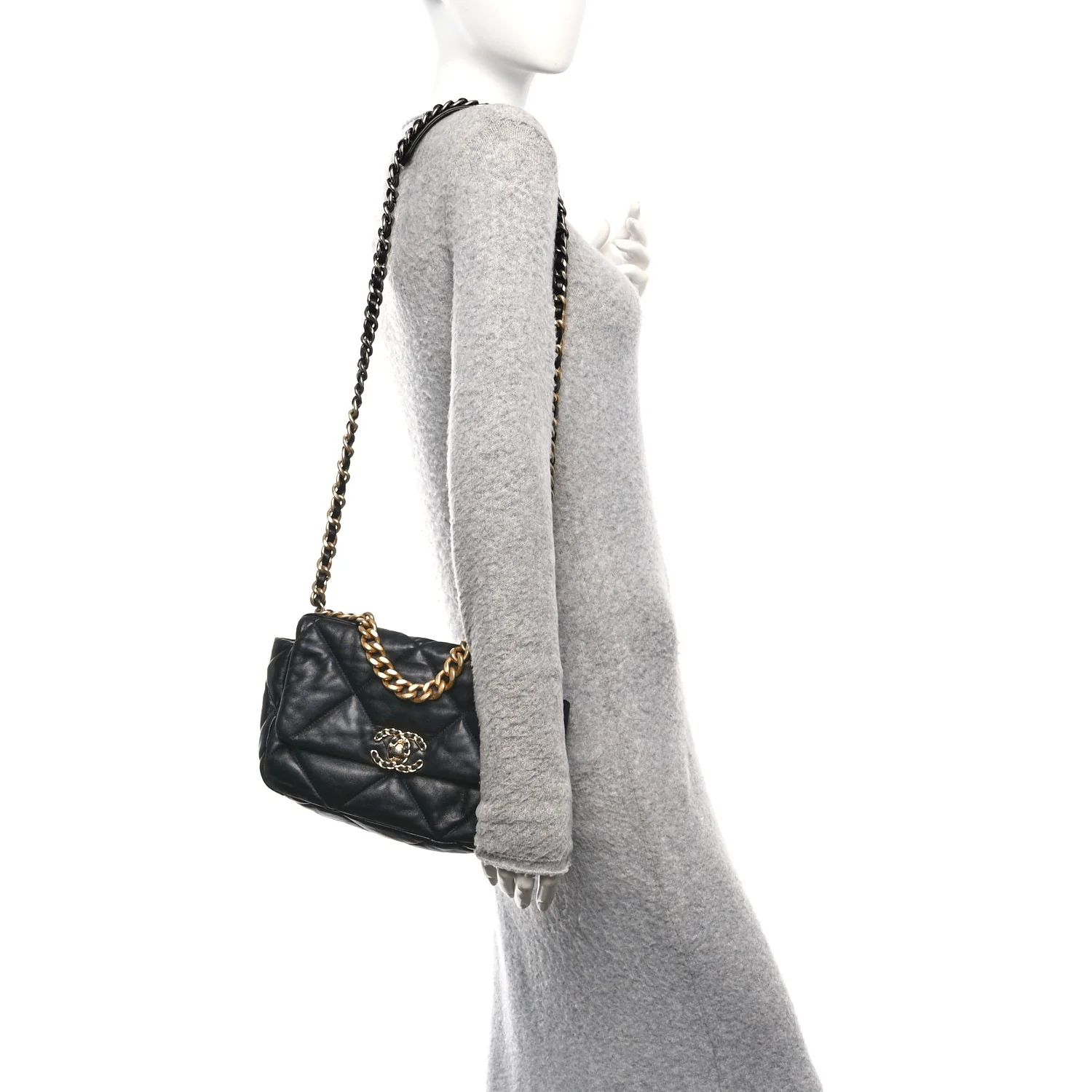 Lambskin Quilted Medium Chanel 19 Flap Black - Image 2
