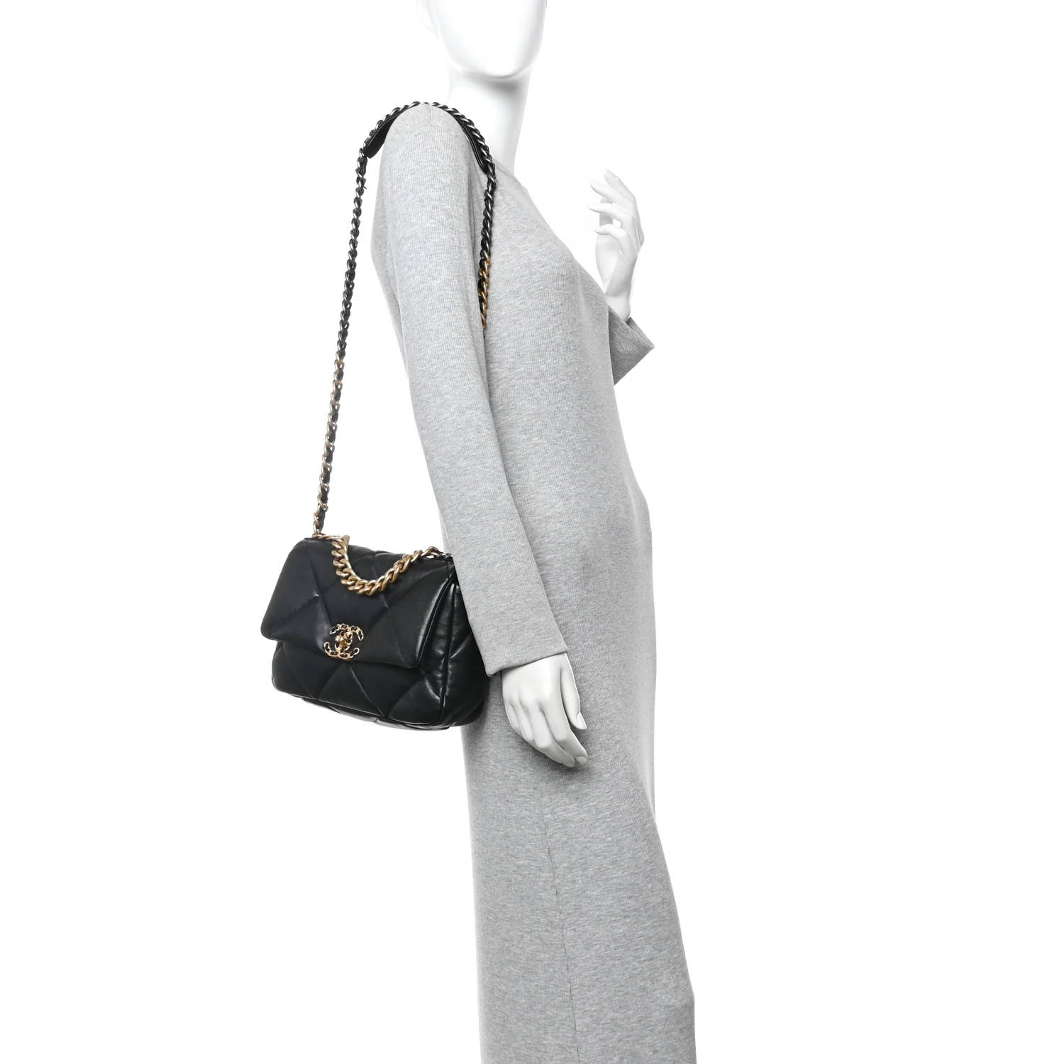 Lambskin Quilted Medium Chanel 19 Flap Black - Image 2