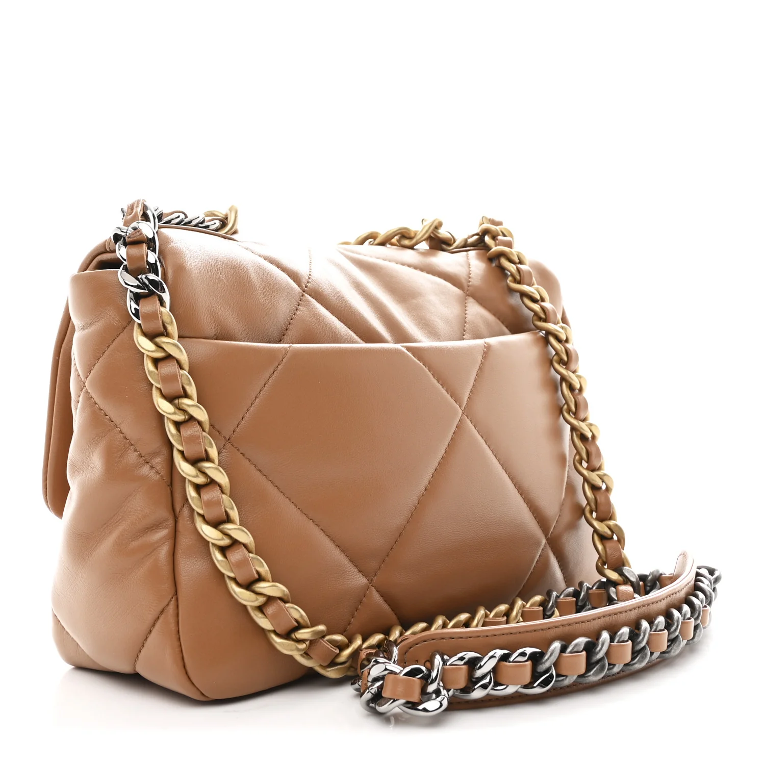Lambskin Quilted Medium Chanel 19 Flap Brown - Image 3