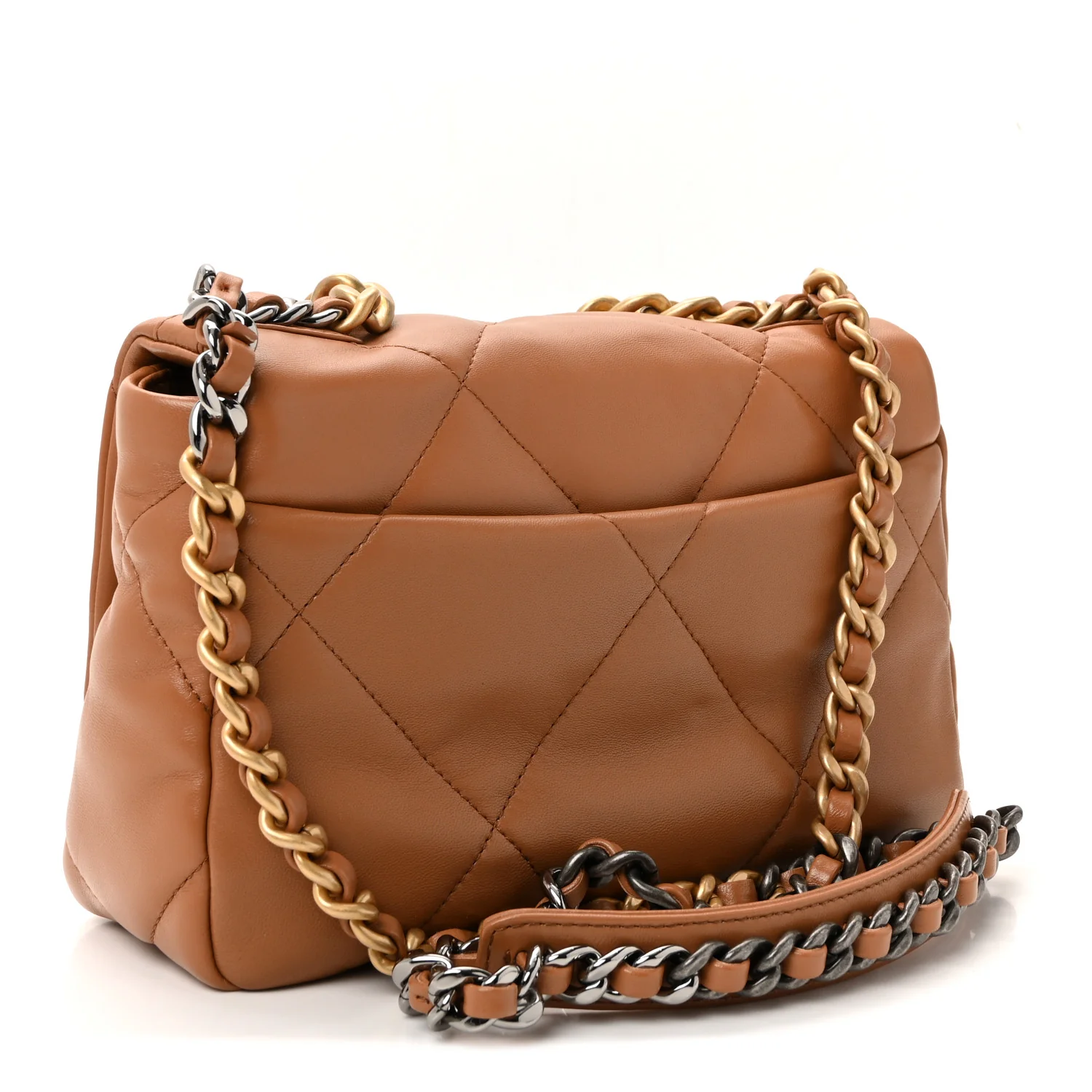 Lambskin Quilted Medium Chanel 19 Flap Brown - Image 3