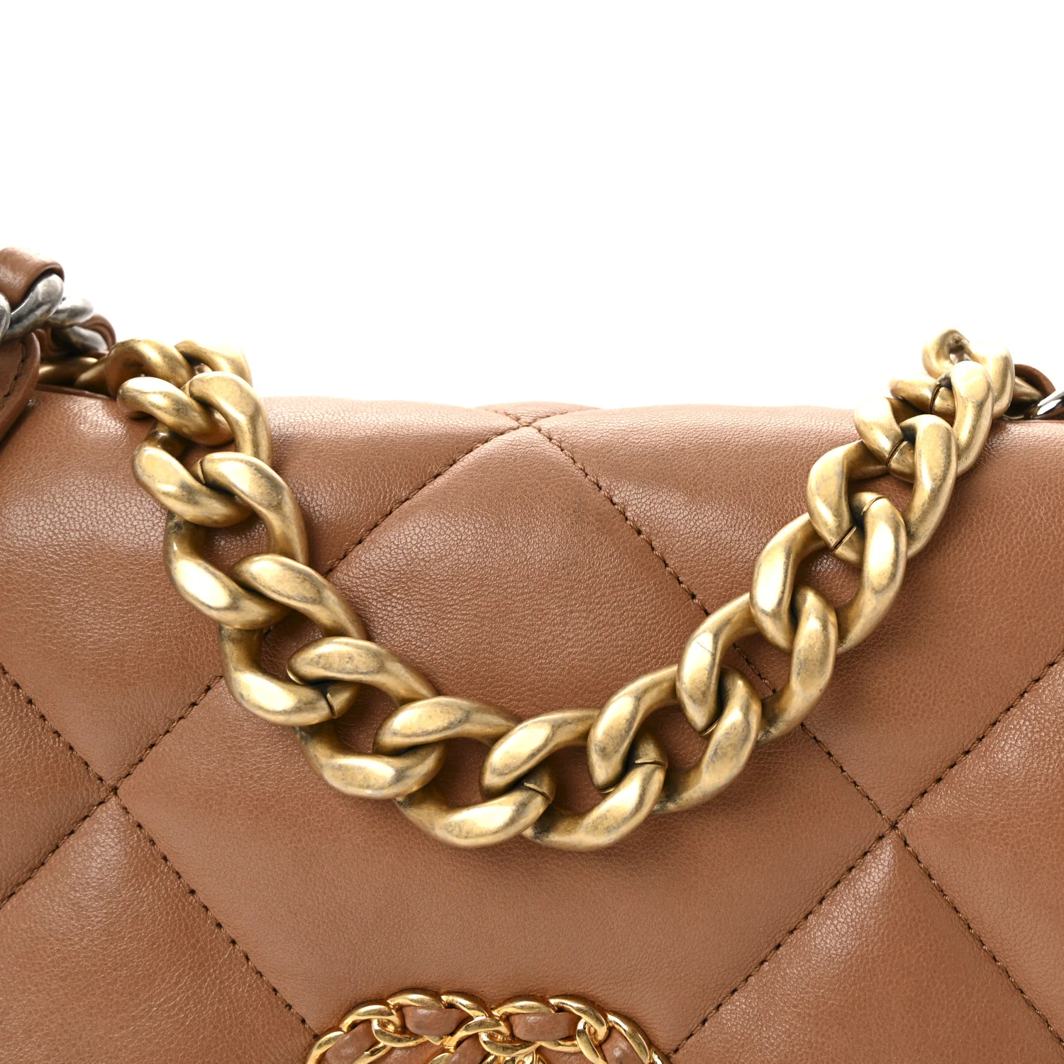 Lambskin Quilted Medium Chanel 19 Flap Brown - Image 8