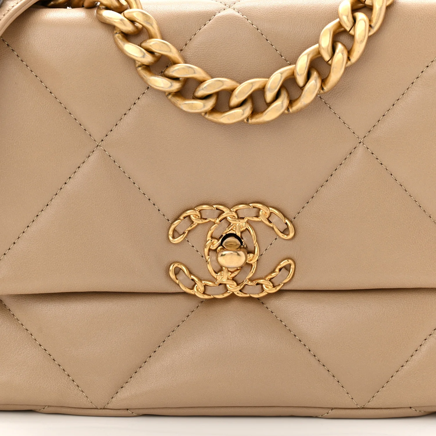 Lambskin Quilted Medium Chanel 19 Flap Dark Beige - Image 8
