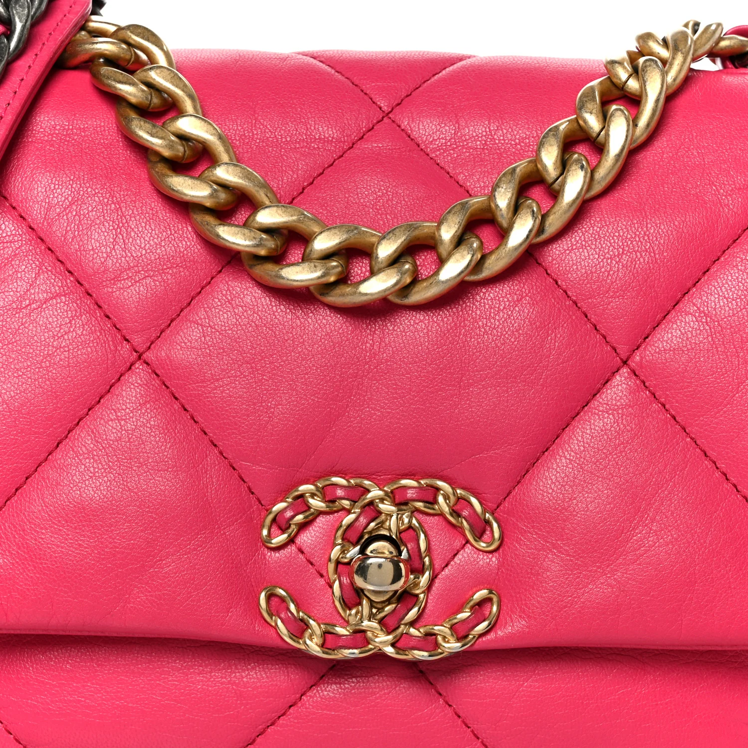 Lambskin Quilted Medium Chanel 19 Flap Dark Pink - Image 8