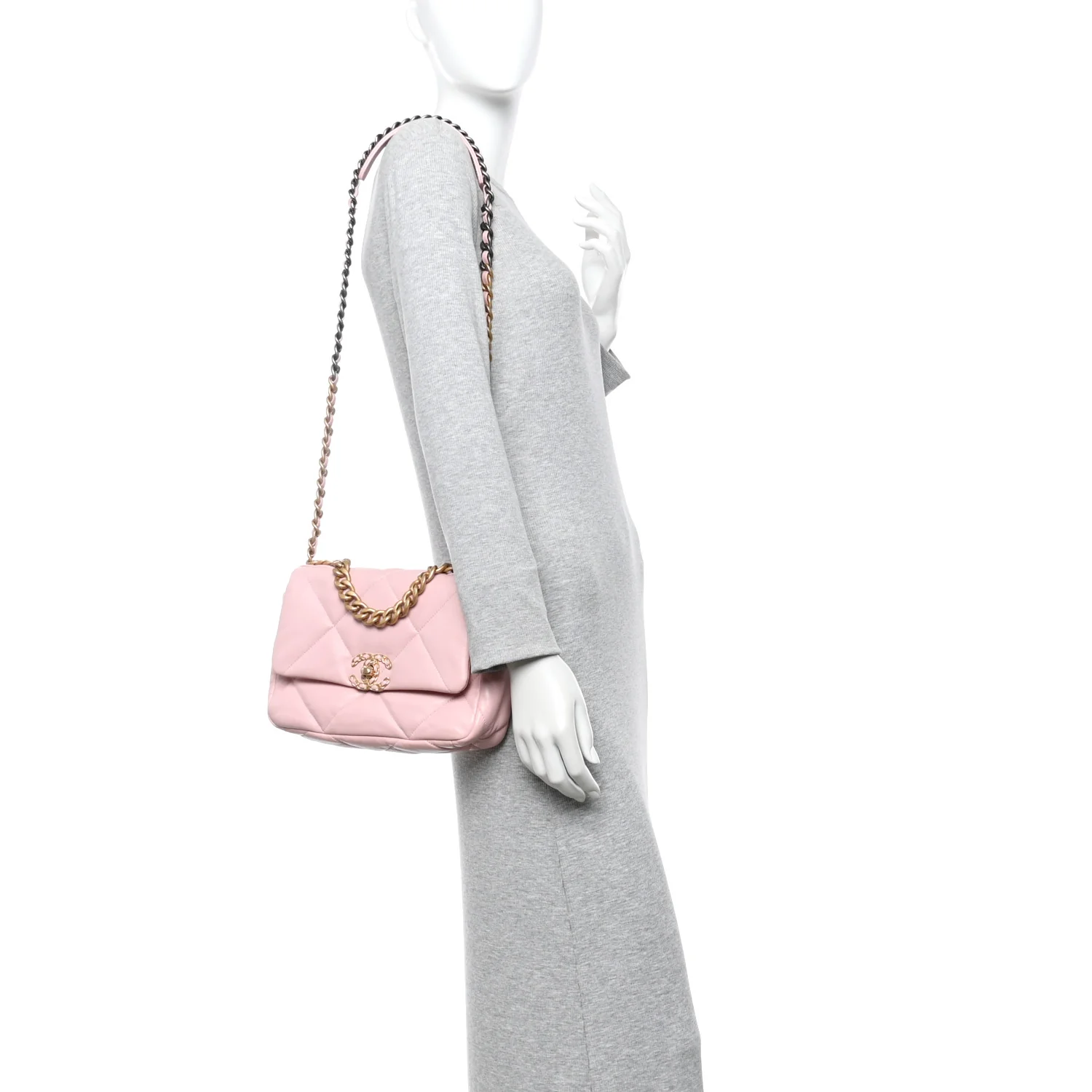 Lambskin Quilted Medium Chanel 19 Flap Light Pink - Image 2