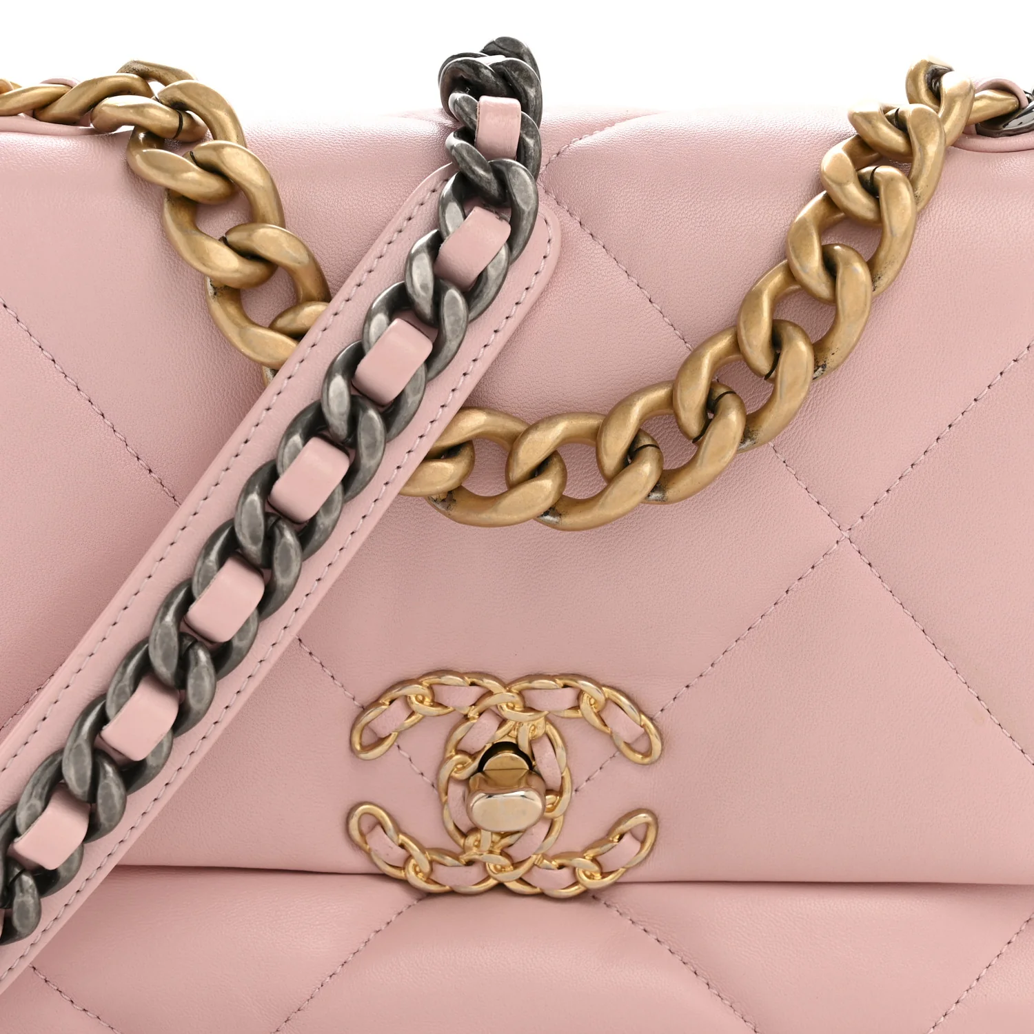 Lambskin Quilted Medium Chanel 19 Flap Light Pink - Image 8