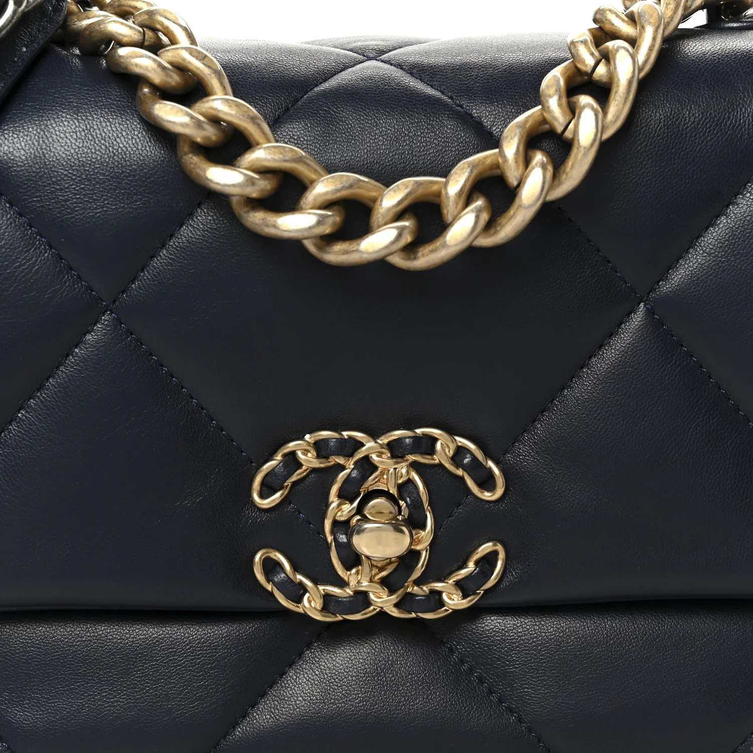 Lambskin Quilted Medium Chanel 19 Flap Navy Blue - Image 8