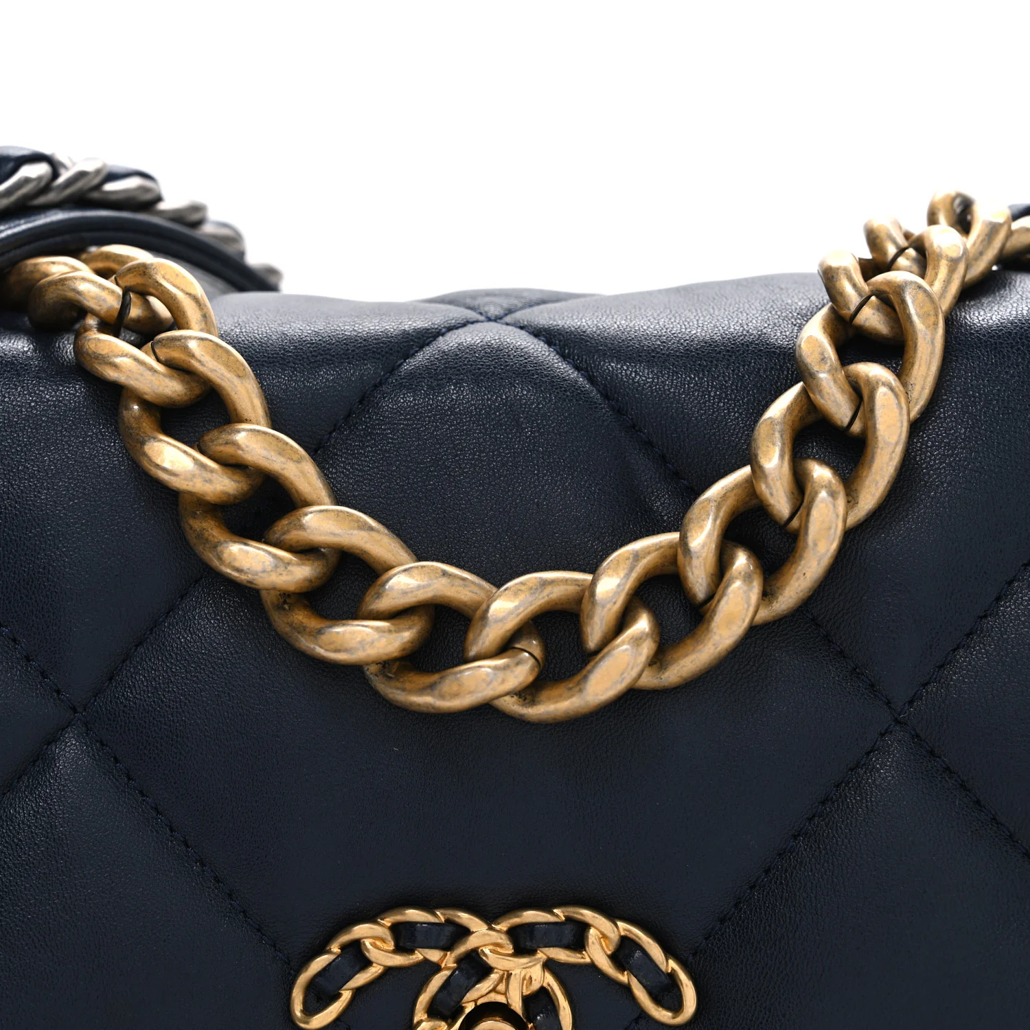Lambskin Quilted Medium Chanel 19 Flap Navy Blue - Image 8