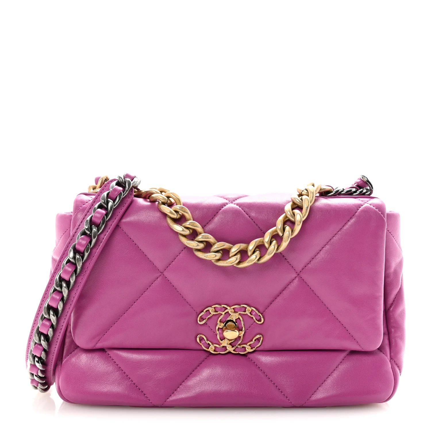 Lambskin Quilted Medium Chanel 19 Flap Purple