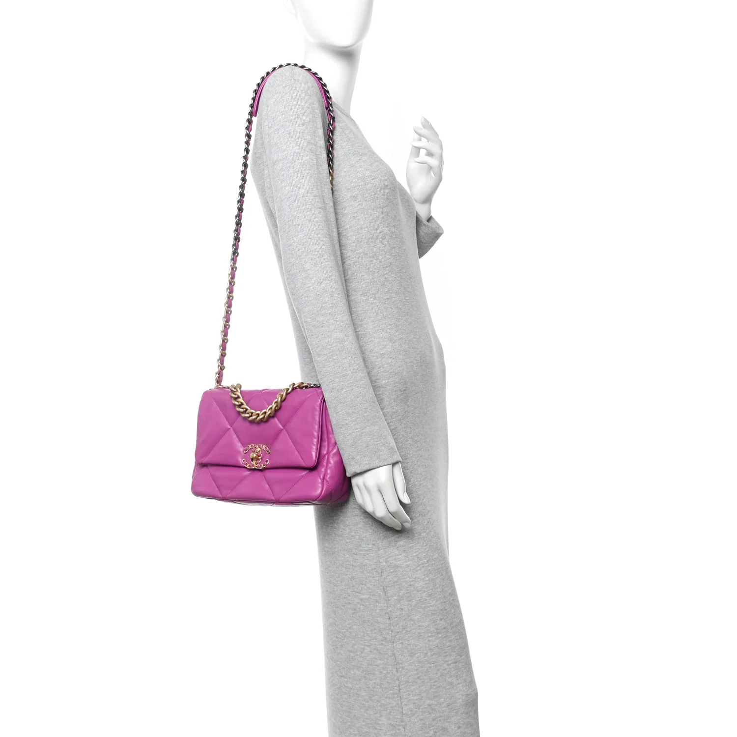 Lambskin Quilted Medium Chanel 19 Flap Purple - Image 2