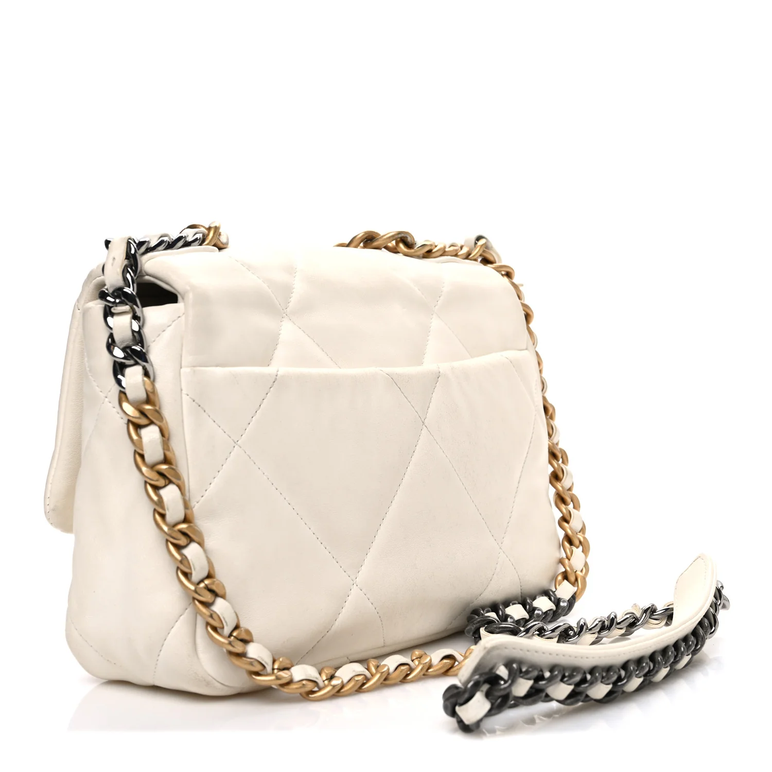 Lambskin Quilted Medium Chanel 19 Flap White - Image 3