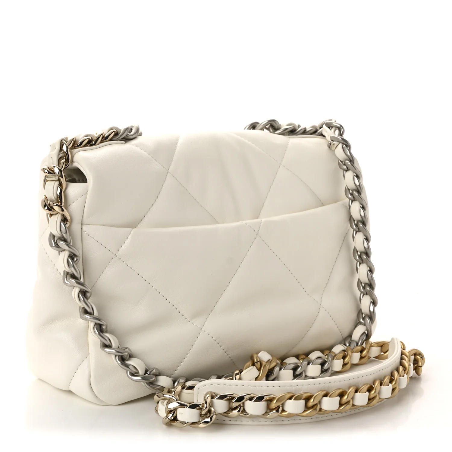 Lambskin Quilted Medium Chanel 19 Flap White - Image 3