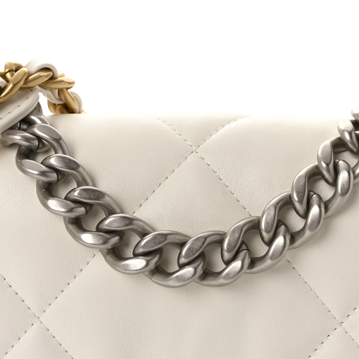 Lambskin Quilted Medium Chanel 19 Flap White - Image 8