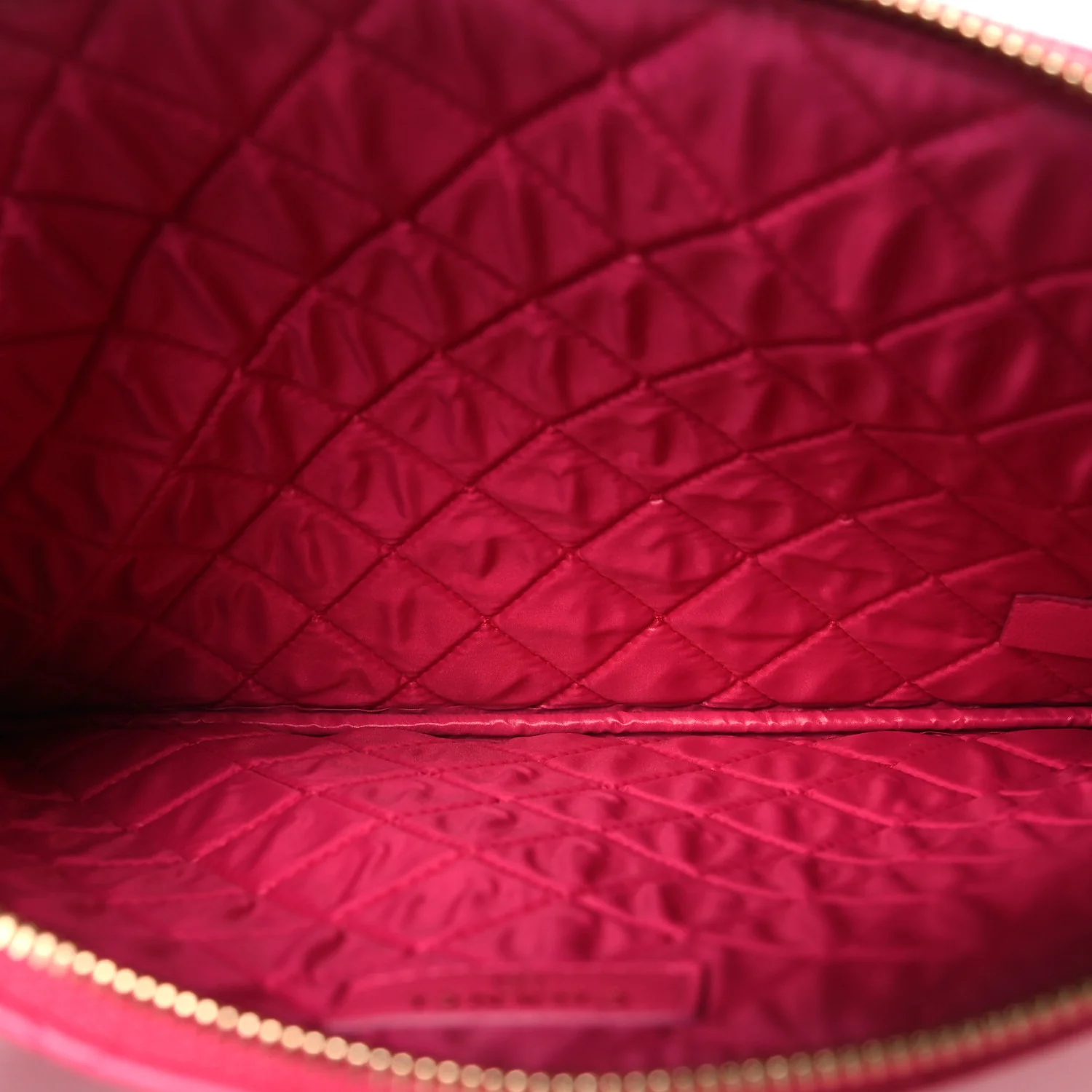 Lambskin Quilted Medium Cosmetic Case Dark Pink - Image 5