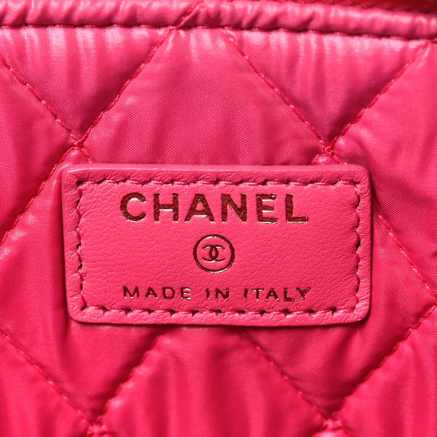 Lambskin Quilted Medium Cosmetic Case Dark Pink - Image 6